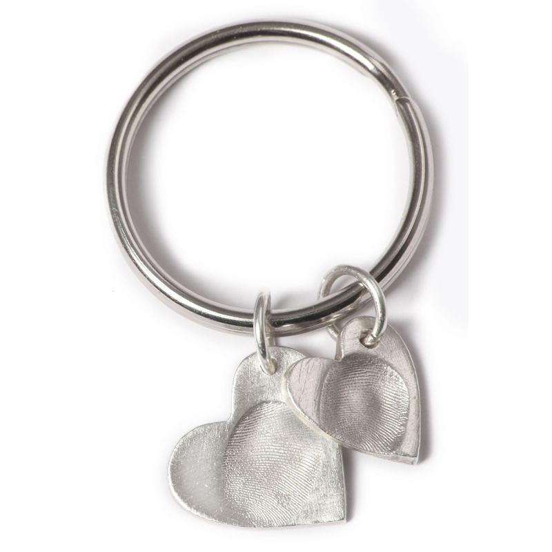 Double Keyring with One Small and One Standard Charm