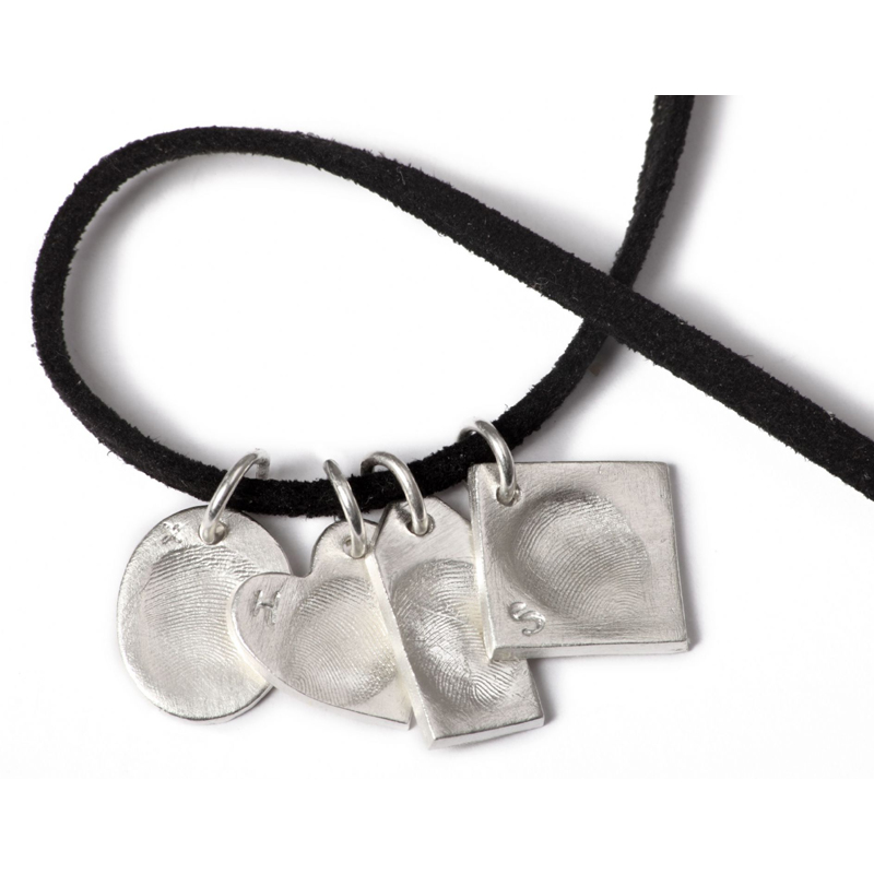 Quadruple Dog Tag with Four Small Charms